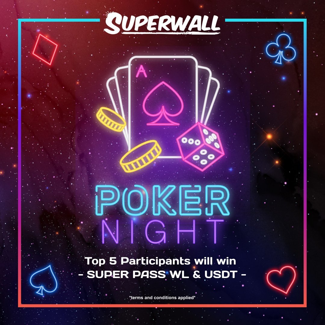 superwallglobal's tweet photo. 🃏Superwall Poker Night #16🃏
📆 December 15th (Thur) / 9pm (GMT+8)
🥇 1st Place: $20 USD & Super Pass OG
🥈 2nd Place: $10 USD Super Pass WL
🥉 3rd-5th Place: StarWalker WL x3
Join our Discord to find out more!👾https://t.co/6jJAZ096Wp
#Superwall #TheFutureIsHere #Web3 #Poker https://t.co/Sqh6A00zxZ