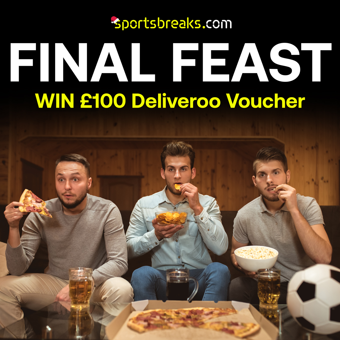 sportsbreakscom's tweet photo. WIN! A £100 @deliveroo voucher to watch the World Cup final in style! 

All you have to do is: 

⚽️ Follow us 
⚽️ RT this post 

Winners announced on Tuesday 13th December! T&amp;Cs on our website. Good Luck 🎉 https://t.co/v3i7yv3kpD