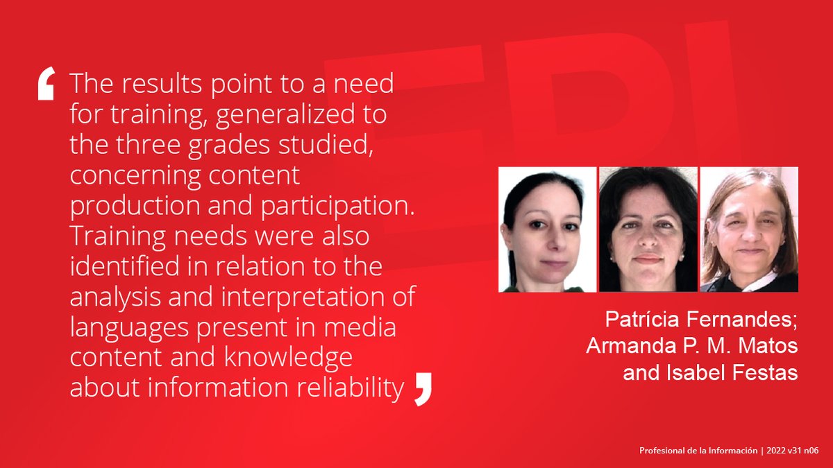 SCImagoEPI's tweet photo. Methodology for the evaluation of media literacy in children and youth. Recommendations and trends By Patrícia Fernandes; Armanda P. M. Matos and Isabel Festas
▶️ https://t.co/bkhvaoabrV
#MediaLiteracy #MediaEducation #Educommunication #Assessment #Evaluation #Media https://t.co/JsIrWsw66B