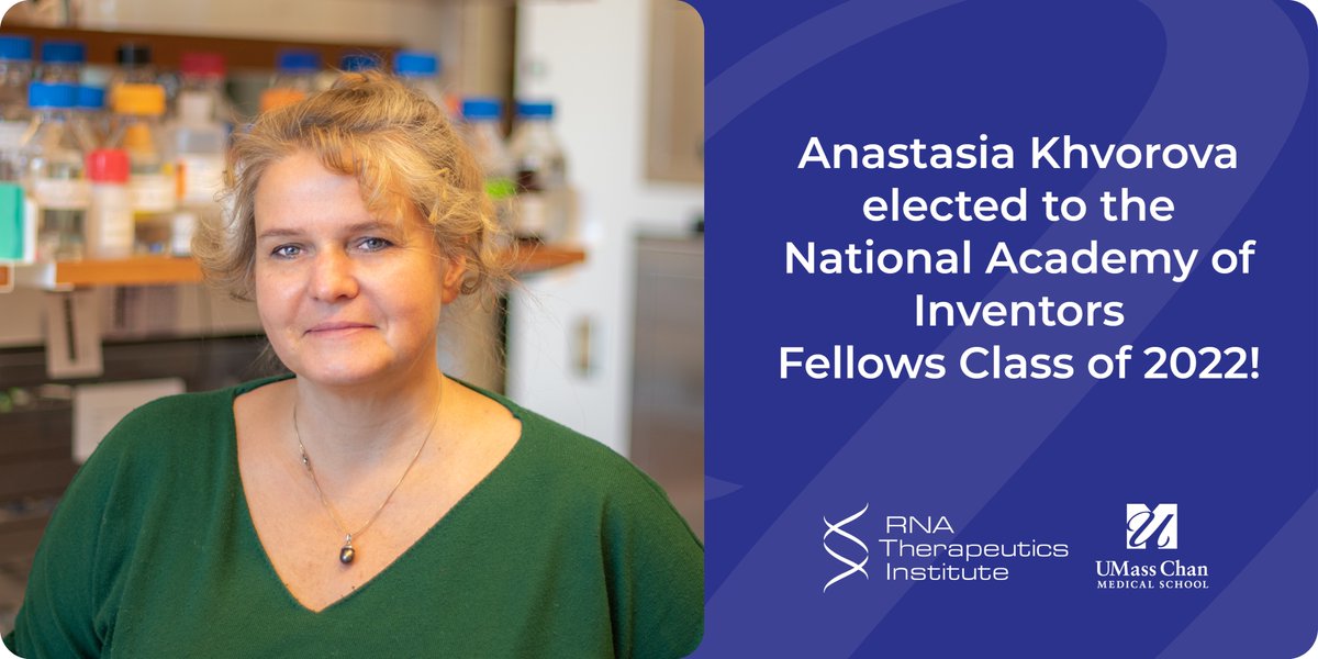 RNA Therapeutics Institute (@rti_umasschan) on Twitter photo The RTI's Anastasia Khvorova elected to the National Academy of Inventors Fellows Class of 2022!
The new class <a href="/AcadofInventors/">National Academy of Inventors</a> is comprised of 169 prolific academic innovators from over 110 research universities and research institutes worldwide: ow.ly/TTy950LWi2k The RTI's Anastasia Khvorova elected to the National Academy of Inventors Fellows Class of 2022!
The new class <a href="/AcadofInventors/">National Academy of Inventors</a> is comprised of 169 prolific academic innovators from over 110 research universities and research institutes worldwide: ow.ly/TTy950LWi2k