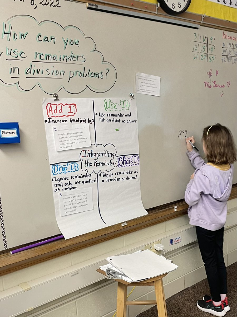 So much great thinking happening in Ms. Barnes Fourth Grade Math Class today! Students sorted different division problems by how to interpret their remainders! <a href="/RISDmath/">RISD Math</a> <a href="/nherisd/">Northwood Hills Elementary</a>