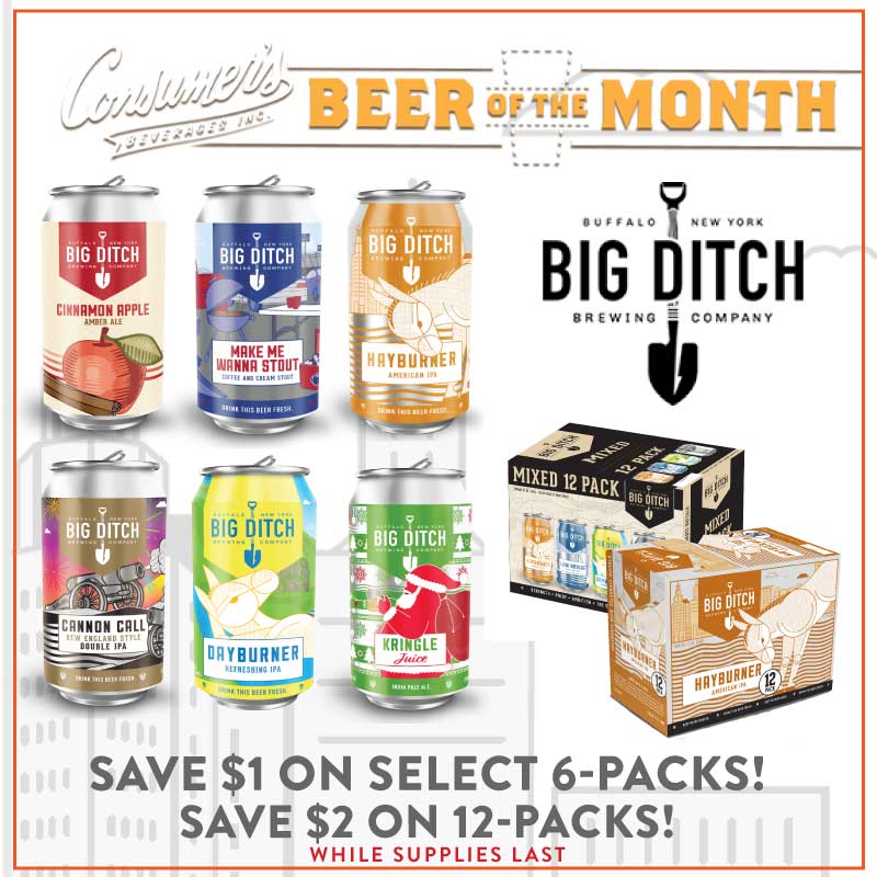 ConsumersBeer's tweet photo. Big Ditch Brewing Company is our December beer of the month! Stop by any Consumer's Beverages to save on select packages all December.

We've teamed up with BDBC for a giveaway: Hayburner hoodie + two Hayburner glasses!

Rules: Follow us, Retweet this tweet! Ends 12/15/22 https://t.co/j1cnXbxPWQ
