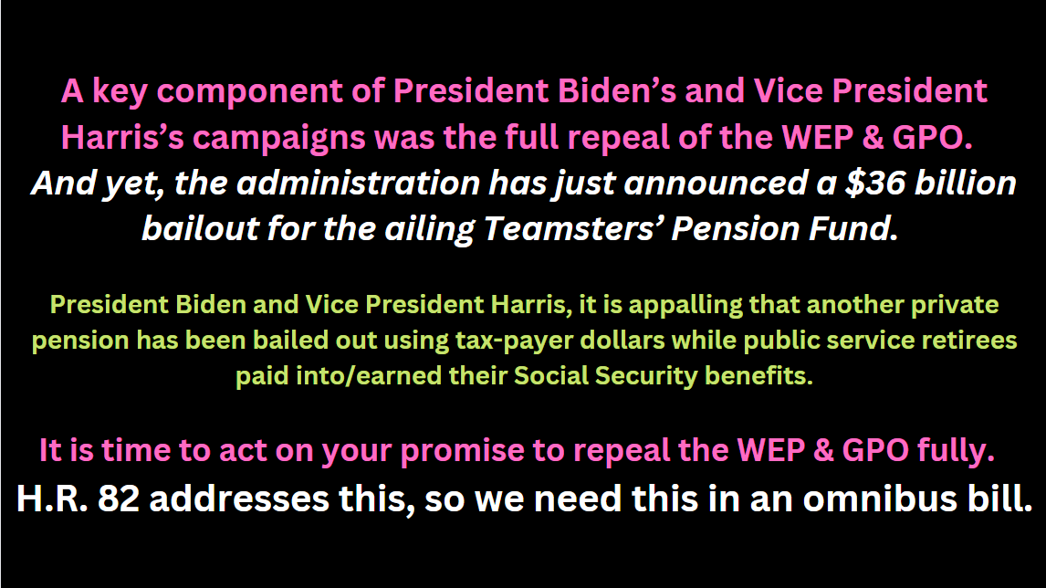 <a href="/POTUS/">President Donald J. Trump</a> <a href="/VP/">Vice President JD Vance</a> <a href="/FLOTUS/">First Lady Melania Trump</a> 
#RepealWEP &amp; #RepealGPO
#SaveHR82 to #EliminateWEPGPO.  #HR82OmnibusBill