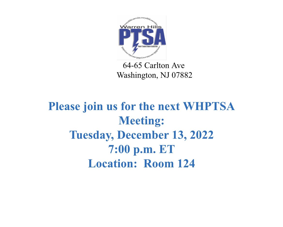 Warren Hills PTSA (@ptsahills) on Twitter photo 