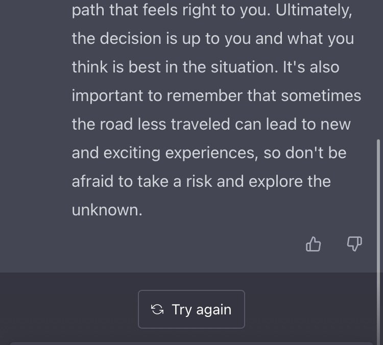 Talking Poetry with the OpenAI ChatGPT:

I shall be telling this with a sigh
Somewhere ages and ages hence: Two roads diverged in a wood, and I - 
I took the one less traveled by, 
And that has made all the difference.

- Robert Frost