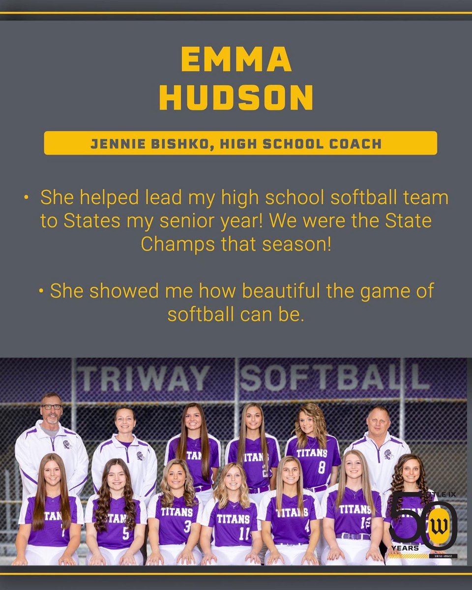 We are back to highlighting the women who paved the way for our student-athletes this #ThrowbackThursday! Today we are highlighting Rachael Dudziak, Addie Tagg, and Emma Hudson! #TitleIX50