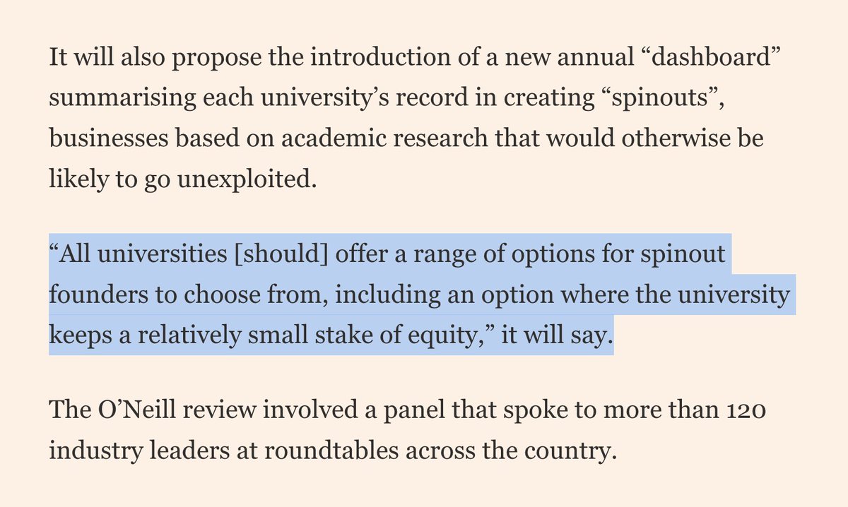 Nathan Benaich (@nathanbenaich) on Twitter photo The UK Labour Party conducted a startup review and today unveiled their new plan, citing <a href="/spinoutfyi/">spinout.fyi</a>.
It's a potential win for UK spinouts too!
- TTOs should publish deal and success metrics
- All Unis should offer a low-equity route
- Offer pre-spinout R&D testing funds The UK Labour Party conducted a startup review and today unveiled their new plan, citing <a href="/spinoutfyi/">spinout.fyi</a>.
It's a potential win for UK spinouts too!
- TTOs should publish deal and success metrics
- All Unis should offer a low-equity route
- Offer pre-spinout R&D testing funds