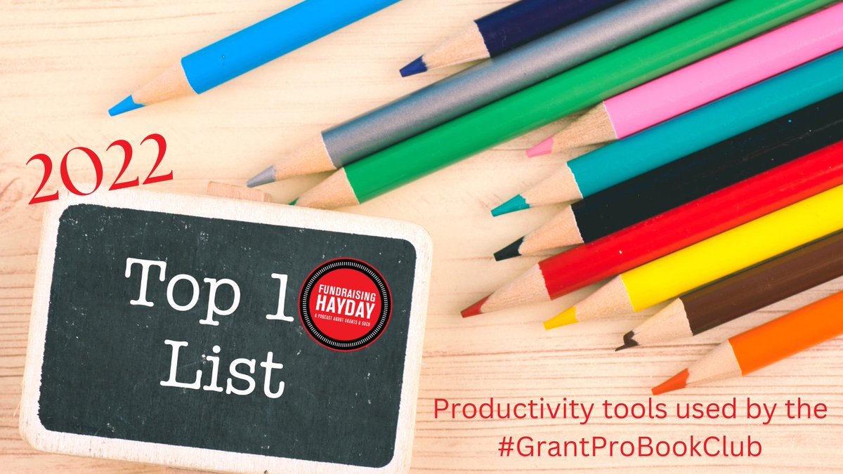 FundingHayDay's tweet photo. We're wrapping Season 5 with our annual Top Ten Favorite Things list. This year, we turned to members of the #GrantProBookClub &amp; asked them their favorite productivity tool. This episode is chalk full of goodness: https://t.co/u1tFGUAoTQ

What's your favorite productivity tool? https://t.co/yus3ykYo3f