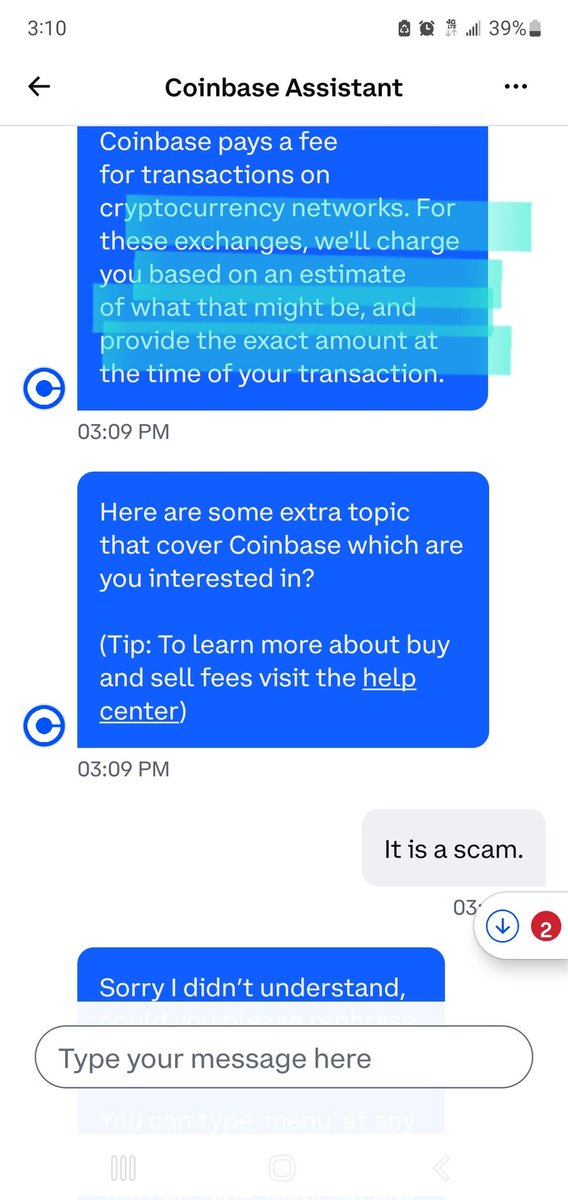 MultpConocimien's tweet photo. When I inquire about fees. 
Check this out " @coinbase charges an estimate of what they thing it will cost" #fuc* they charged me over $200 for a transaction eat all my profits. 

And everytime is the same.

We need regulators to stablish a clear fee. And avoid this scam. https://t.co/ZXjlzVyA86