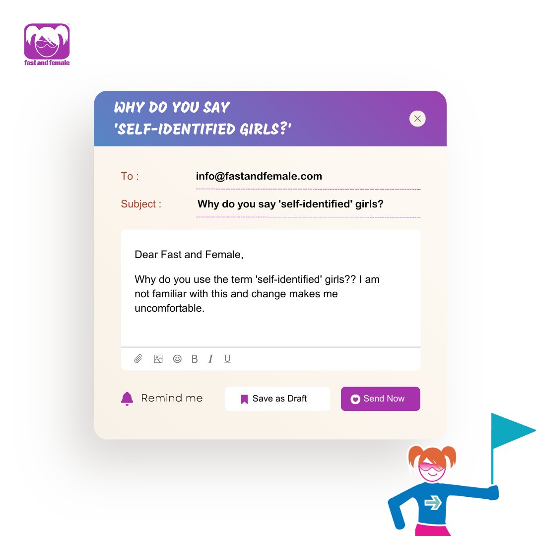 girlsforwardca's tweet image. A reminder: we use the term 'self-identified girls' in recognition of our trans and cis-gendered participants, Role Models, and other members of our network. Regardless of gender assignment at birth, if you identify as a girl we recognize that you are in fact a girl.
