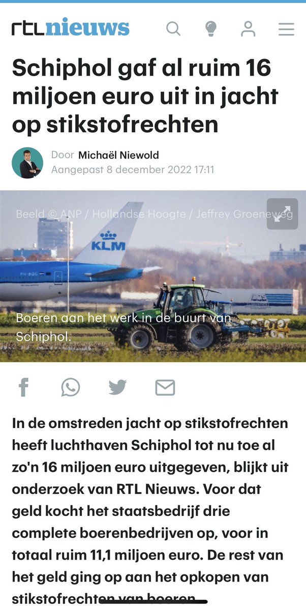 Terwijl Schiphol bij het Rijk smeekte om meer steun die ‘zeer welkom zou zijn’ waren ze stiekem al bezig om voor miljoenen de stikstofjacht te openen. 

Grootaandeelhouder het Rijk doet al die tijd net of haar neus bloedt.