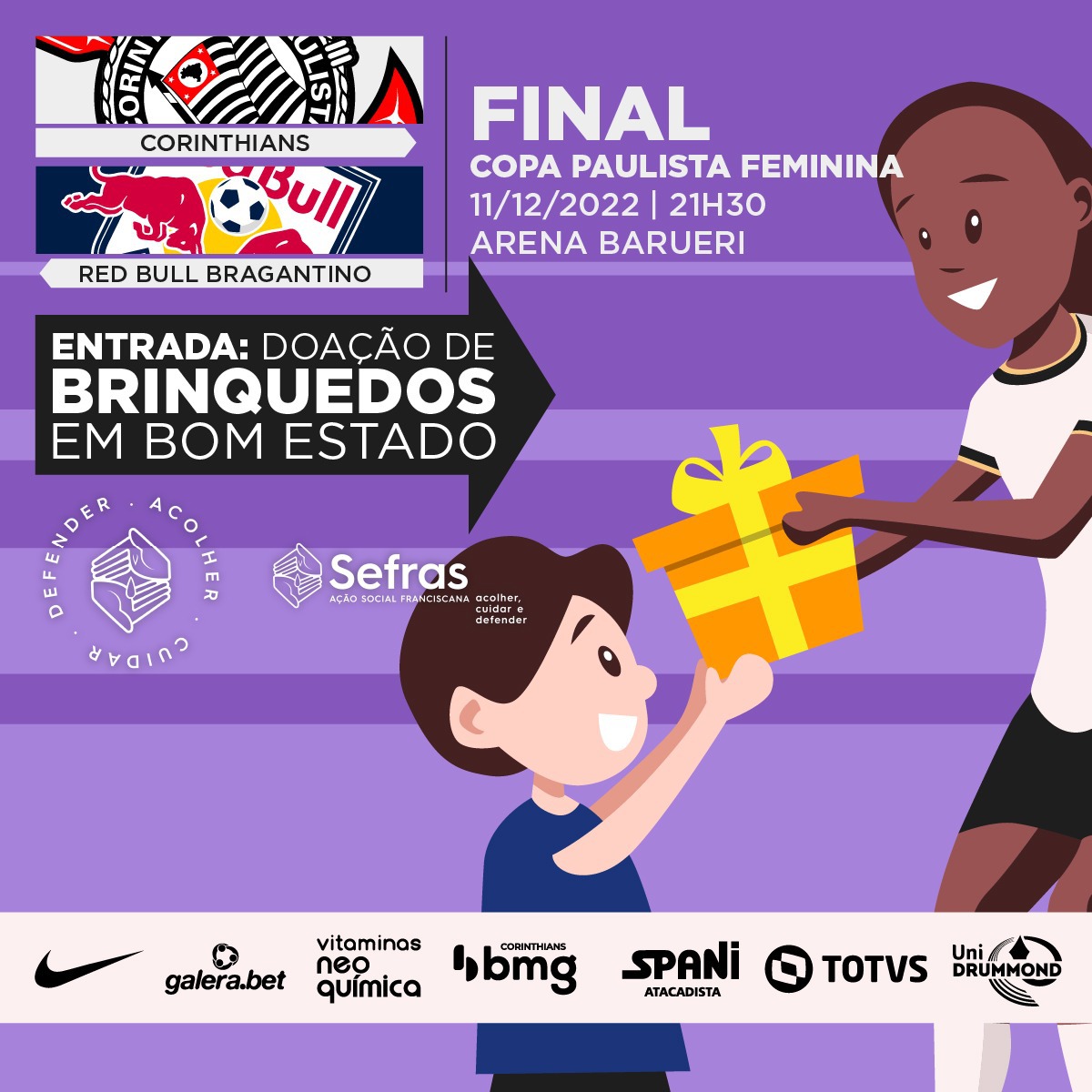 Corinthians on X: Fiel, domingo é dia decisão para as Brabas do Timão! É o  segundo jogo da final da Copa Paulista Feminina, na Arena Barueri! 💜   / X