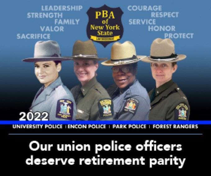 pbanystate's tweet image. PRESS RELEASE:  Thousands Urge Governor Hochul to Provide State’s Police Officers with 20-Year Retirement bit.ly/3W53jXk