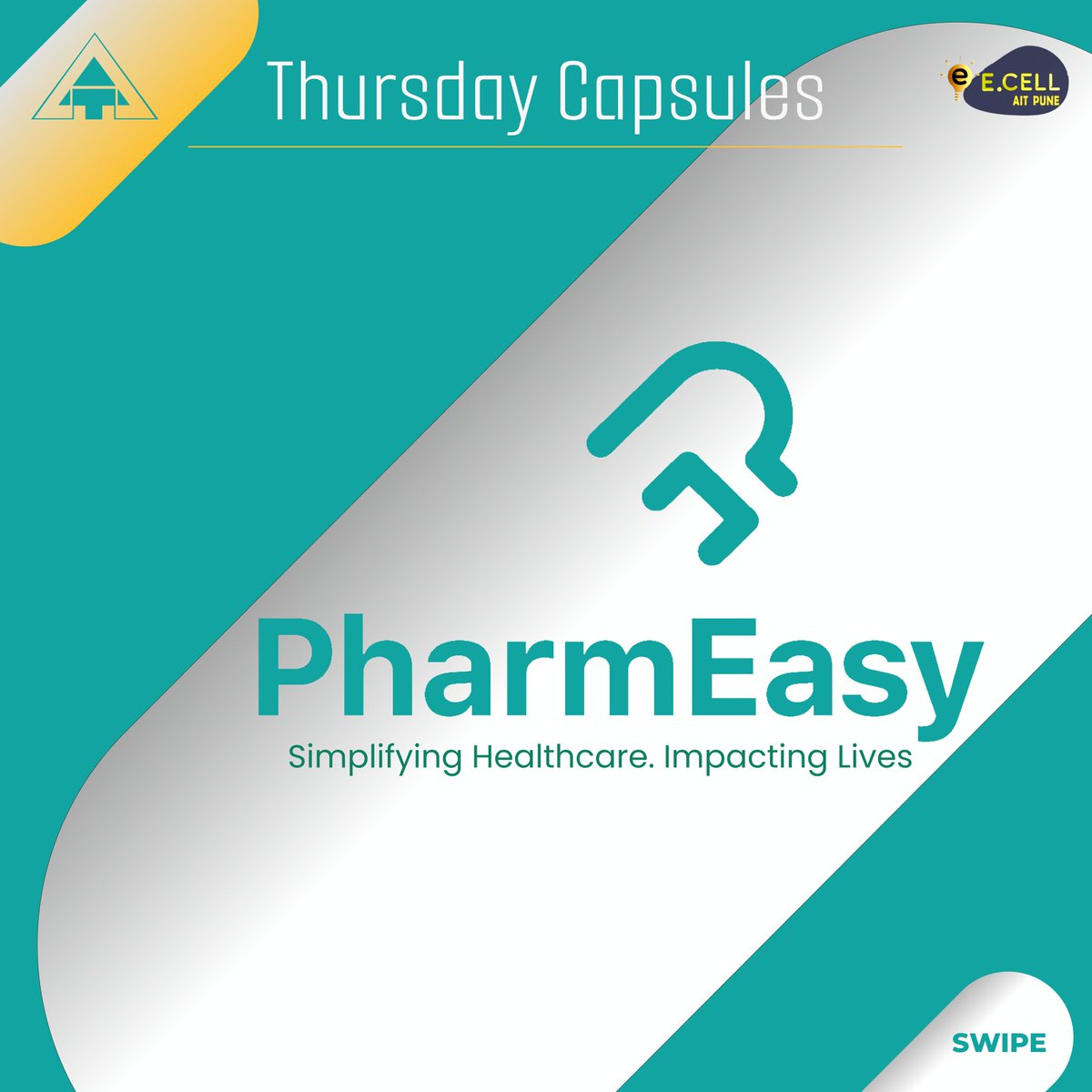 ecell_aitpune's tweet photo. Take it easy, PharmEasy - You must have
heard this phrase during TV ads.
In this week's Thursday capsule, I&amp;ECell covers the
story of "PharmEasy"
Which is a consumer healthcare "super app" that
provides consumers with on-demand, home
delivered access to a wide range of medicines. https://t.co/nY8Ctwohij