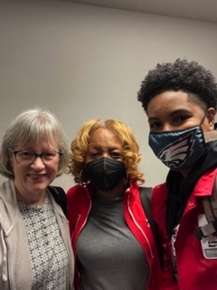 Local #RedCrossers Valarie Kania, Maureen Streeter and Shonda Scott traveled to South #Florida yesterday to support those impacted by #HurricaneIan. Thank you, ladies ❤️.