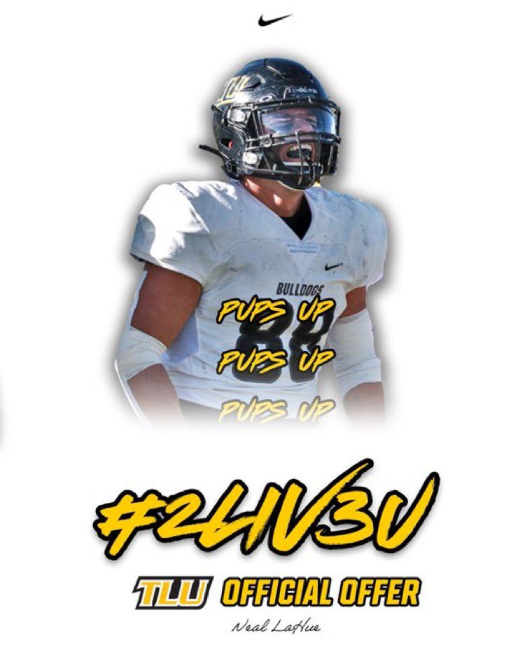 After a great conversation with @CoachMarshall_ I’m blessed to receive another offer from @TLU_Football!!!!! @CoachA_GHS @Coach_JHyde @GHSMustangsFB