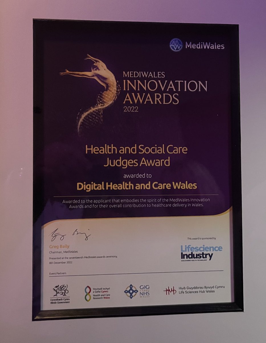 We win again ! ⁦<a href="/DHCWales/">Digital Health and Care Wales</a>⁩ My thanks to a great team ⁦<a href="/beadle_fran/">Fran Beadle</a>⁩ ⁦<a href="/Claire_H_Bevan/">Claire Bevan</a>⁩ and all the CNIOs of #Wales