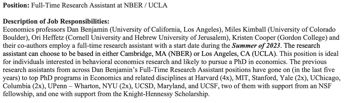 Research assistant positions available at UCLA (danieljbenjamin.com/_files/ugd/2f9…) and the NBER (danieljbenjamin.com/_files/ugd/2f9…). Work with me, @Dan_J_Benjamin, @patrickaturley, David Cesarini, @AysuOkbay, and others on exciting problems at the interface of genetics and social science. Please RT