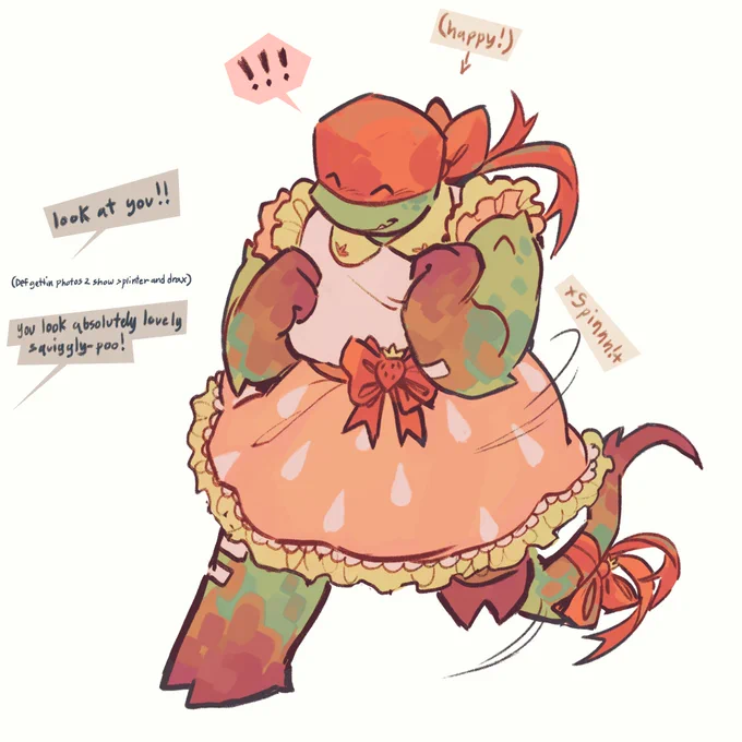 whenever the tots are dropped off for babysitting she always makes it a goal to give em a whole new wardrobe while shes got em #rottmnt #tmnt 