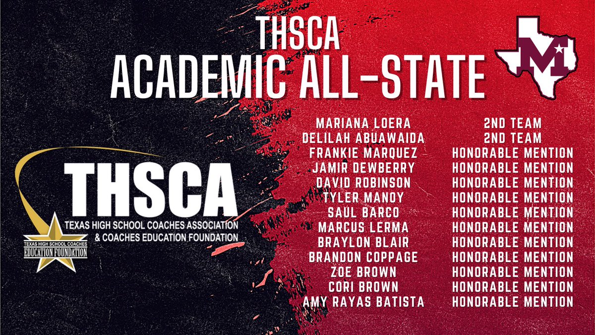 Congratulations to our student-athletes/trainers/managers who were recognized on the THSCA Academic All-State team!
#SkeeterNation #MadeToExcel #BAboveAverage

<a href="/Frank_thetank71/">Frankie</a> <a href="/RobinsonjrDavid/">David Robinsonjr</a> <a href="/tylerm4x/">Tyler Manoy 4️⃣</a> <a href="/marcus_lerma/">Marcus Lerma</a> <a href="/iamzoe_4/">Zoë Brown</a> <a href="/corilachell/">Cori Brown</a> <a href="/Delilahhh3x/">Delilah</a> <a href="/DewberryJ6/">Jamir Dewberry†</a>