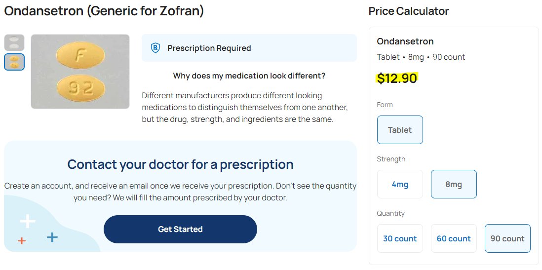 This is my periodic alert that @costplusdrugs has #Ondansetron #Zofran at $13 for 90 tabs.

I was spending $35 PER PILL out of pocket & having to ration when my husband was puking his guts out from #cancer related nausea. 🤢🤮 Zofran caused significant #FinancialToxicity for us.