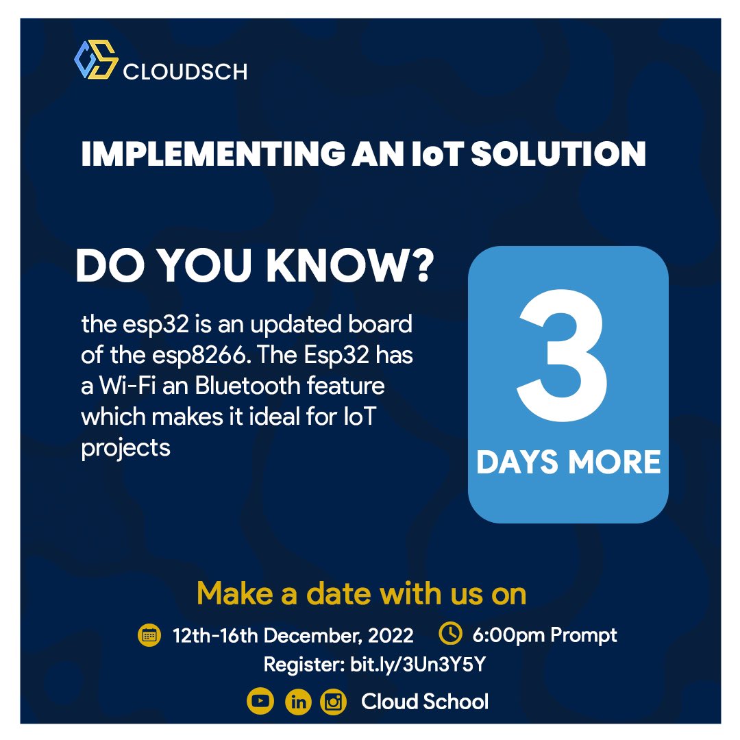 cloud_port's tweet photo. #3daystogo 

Register here: https://t.co/4zd3l63w63

#skillsdevelopment #iot #iotsolutions  #training #onlinecourses #cloud #cloudschool #cloudport #countdown #3daystogo https://t.co/C7D9tIrruO