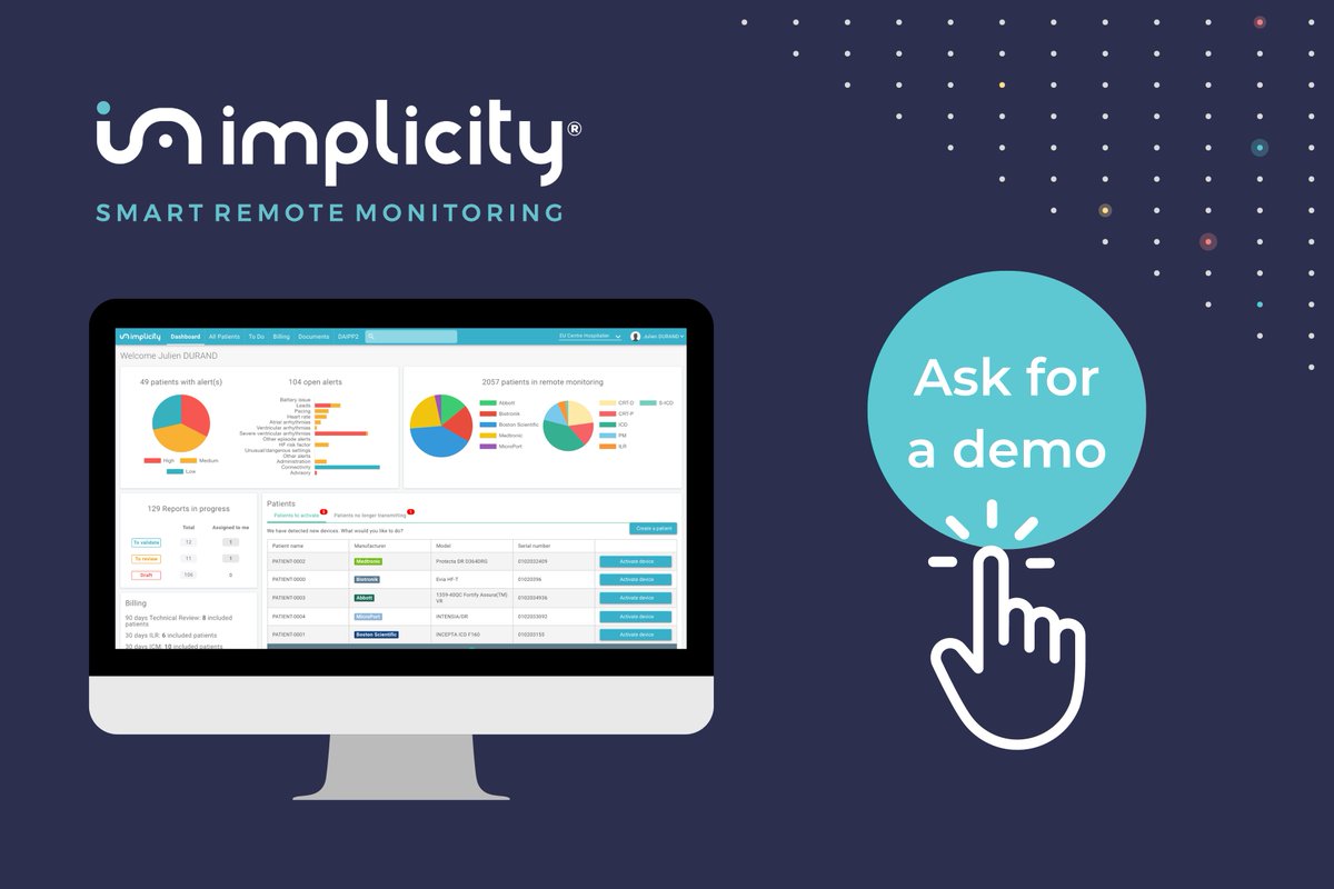 ImplicityHealth's tweet photo. This year, we had the opportunity to meet you worldwide by attending many events. You couldn't attend them and meet us? Click here to request a demo of our platform: https://t.co/McXJ0ONLGy
#cardiology #digitalmedtech #EPeeps #CardioTwitter #cardiacremotemonitoring #cardiac https://t.co/6E4NSp03HO