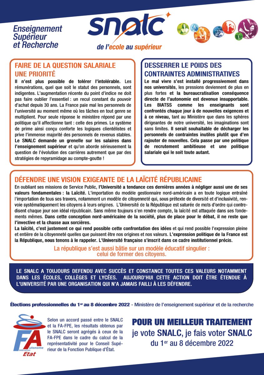 SNALC_National's tweet photo. #Elecpro2022 Une nouvelle force syndicale pour l' #université ! Libertés, connaissances, salaires https://t.co/7Vpzqd5lsg https://t.co/WKo5vw9gcm