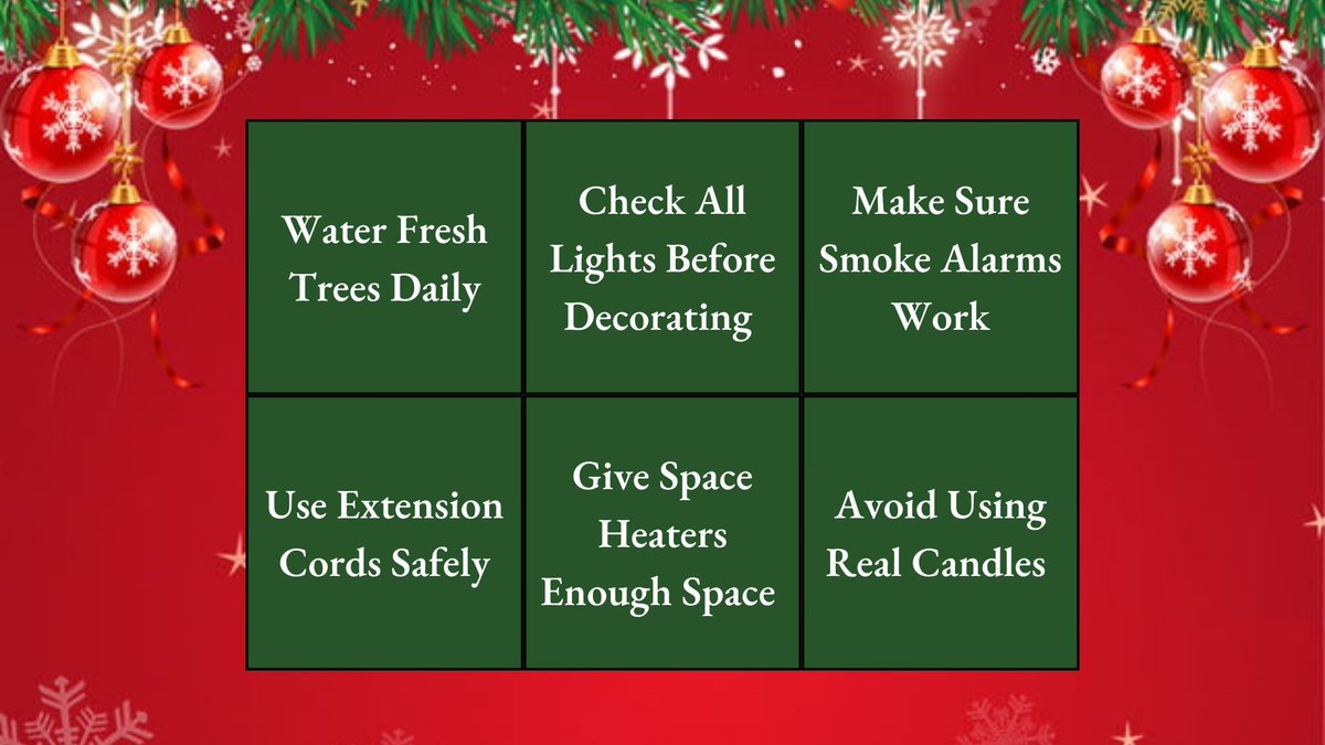 The holidays are a busy time of year, but that does not mean safety should take a back seat. Here are a few tips to keep in mind this holiday season. 

#FireProtectionEngineering #FireSafety