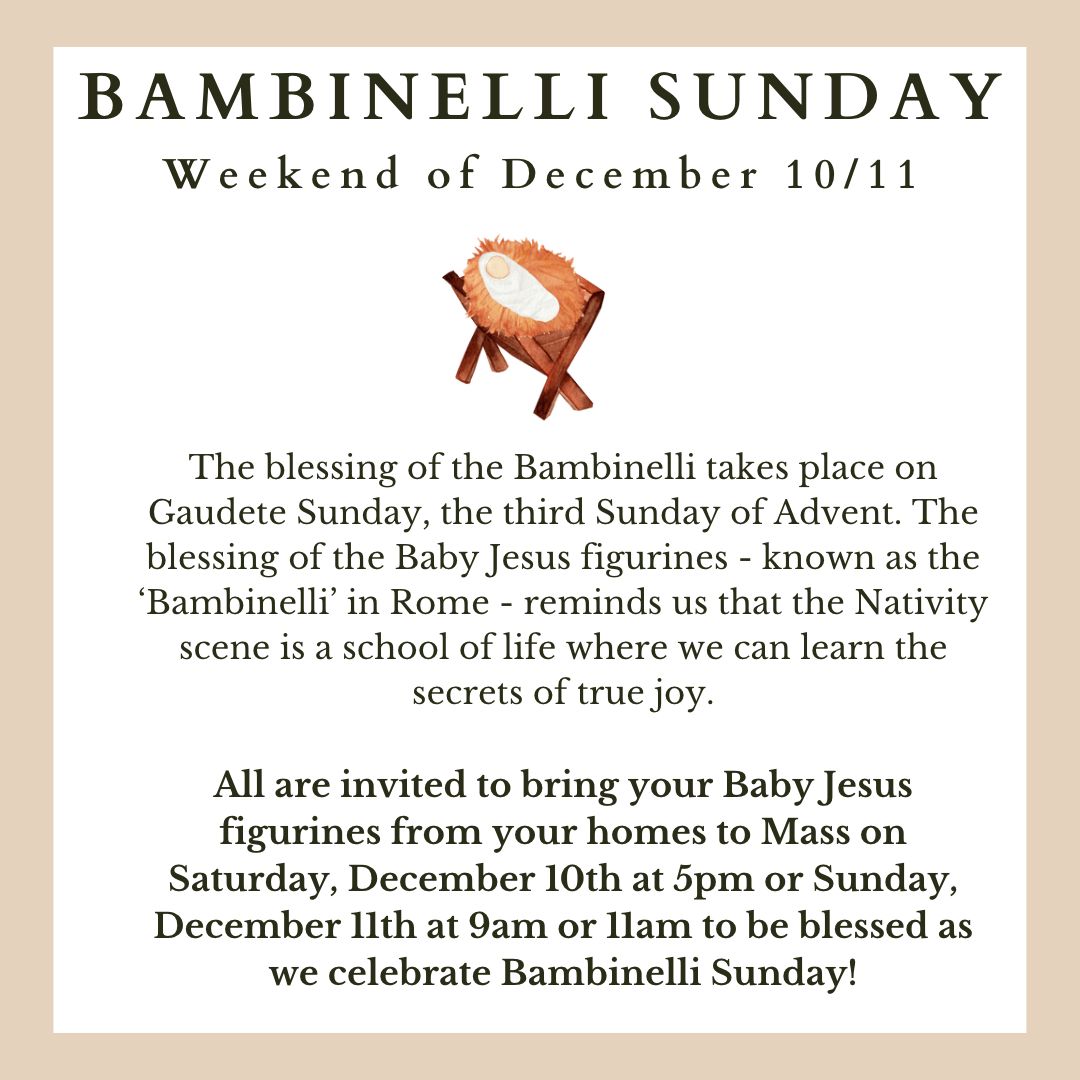 PCStellaMaris's tweet photo. Gaudete Sunday is coming up and so is Bambinelli Sunday! https://t.co/QRd8aQgKLx