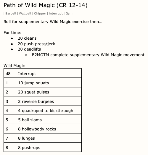 DeeEmSteve's tweet photo. I've been working on this for over a year, and it's finally done.

A workout for every D&amp;D subclass - all tested by yours truly!

It's gonna be pay-what-you-want and it comes out on Monday on DMs Guild. LET'S GOOOOOO. 🔥💪🏼🔥 https://t.co/hdd70EVosz