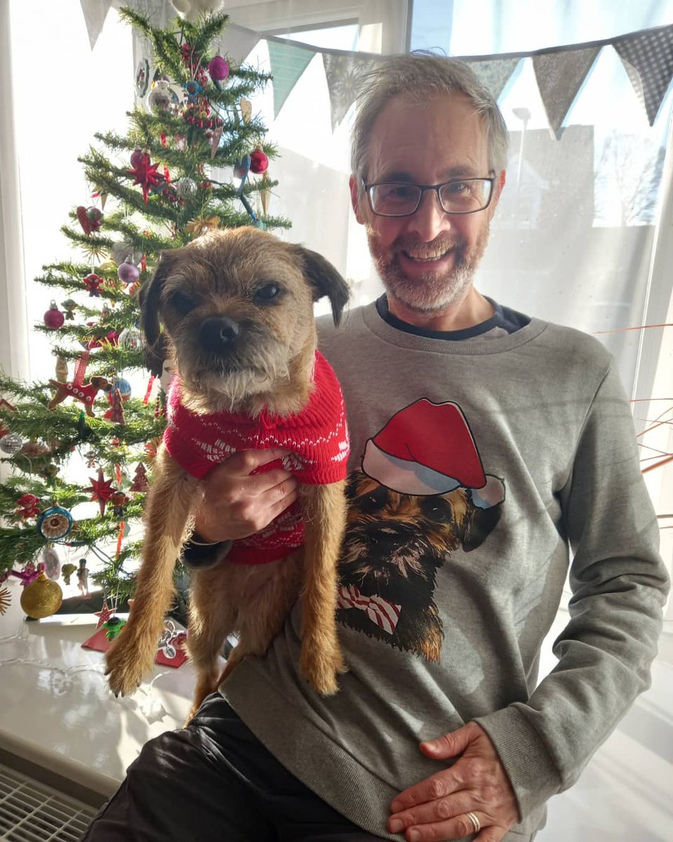 #ChristmasJumperDay support #savethechildern . Heidi has her #jumper on and I have mine with a festive #borderterrier #BTPosse