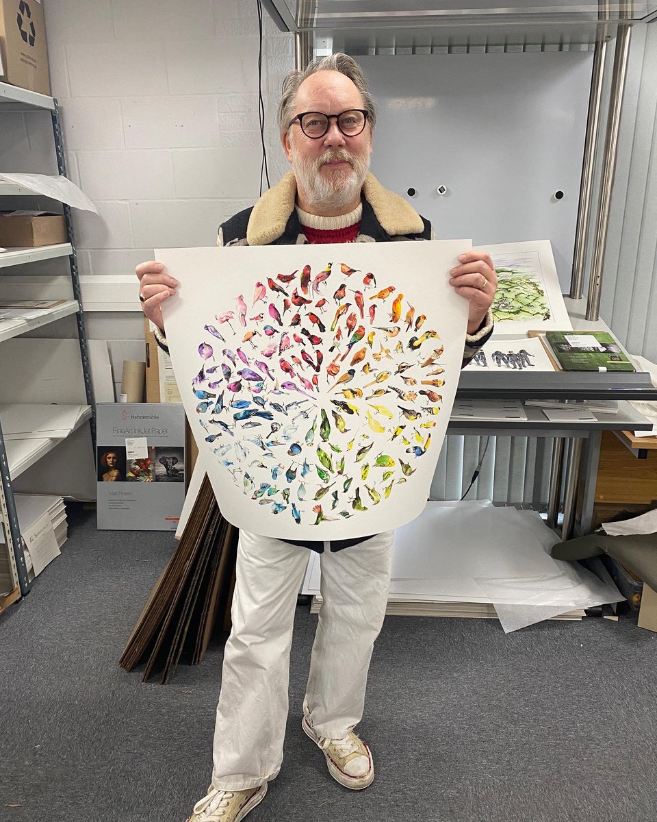 JamesMoir10's tweet photo. Checking the proofs of my new Bird colour wheel at the printers. @art4site limited editions of various sizes available on the website this weekend. https://t.co/FyBxwJhMCn