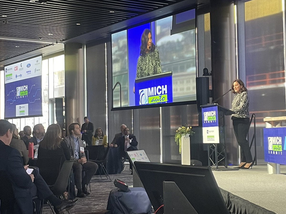 BrianLWheeler's tweet photo. There are exciting opportunities in the future of #mobility, and those opportunities are right here in the state of #Michigan, @GovWhitmer says at the @MICHauto Summit. 

@DetroitChamber 
#MAS2022 https://t.co/ynw469J4Qx