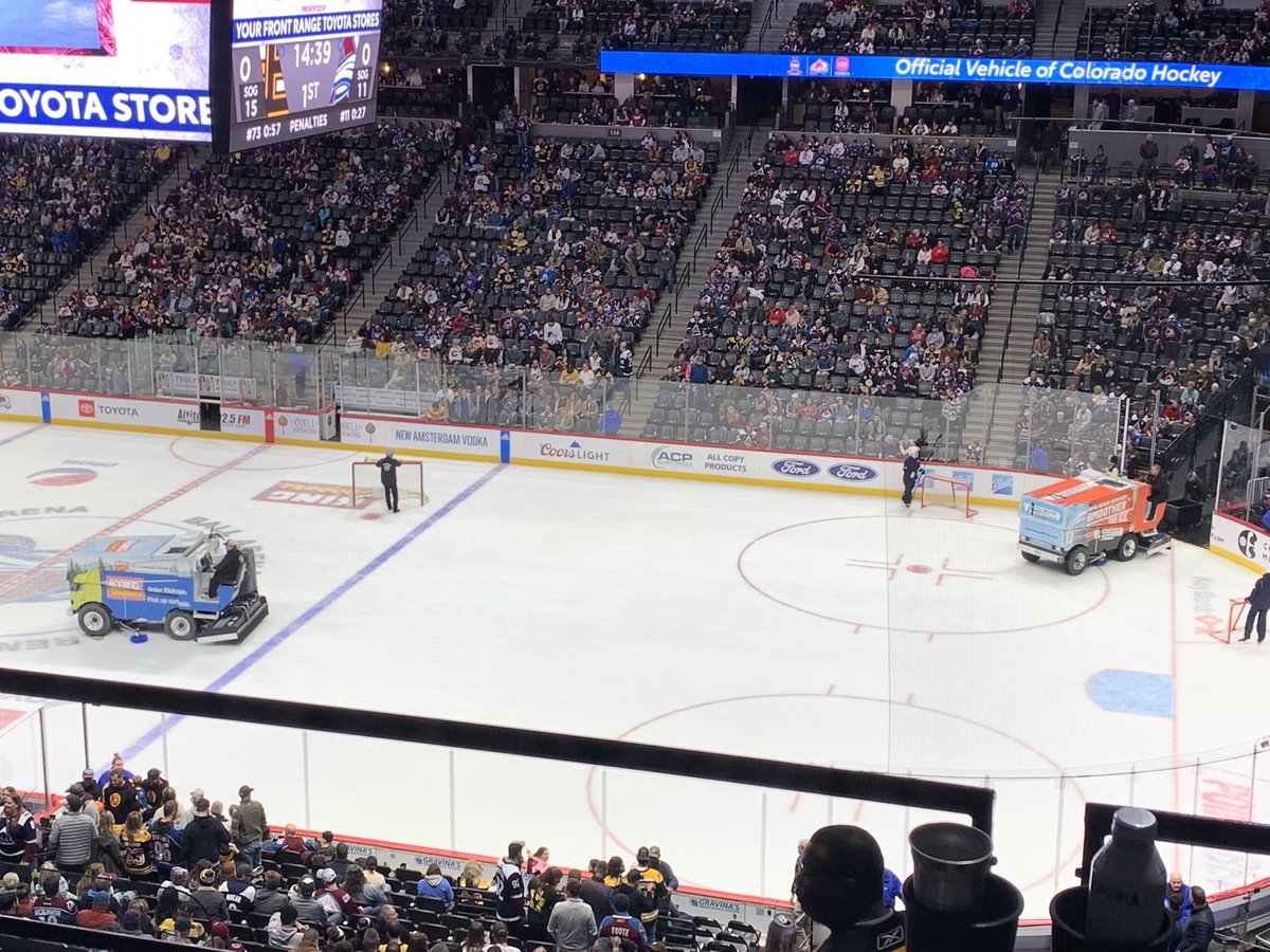 SportsTurfSun's tweet photo. Went to my first #Avs hockey game last night. Took more pics of the Zambonis than the game.😂 Fascinating to watch the crew work the ice! I did an internship in minor league hockey prior to my sports field management days, but never got on the machine. #BucketList #SurfaceExperts https://t.co/Pg5H4lwtnk