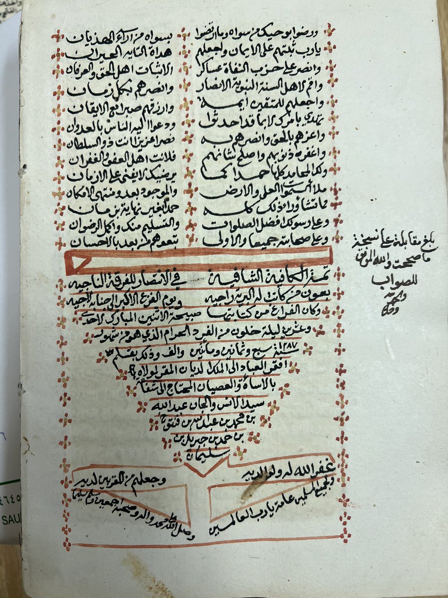 الكافية الشافية 
لابن قيم الجوزية 

كتبها عبدالله بن محمد بن عبدالله بن فنتوخ بن حمد بن جبريل بن سليمان
سنة ١٢٨٧هـ

لاحظ فن الزخرفة النجدي