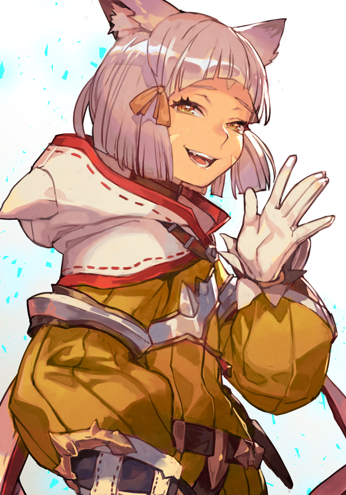 nia (xenoblade) 1girl animal ears cat ears solo gloves yellow eyes short hair  illustration images