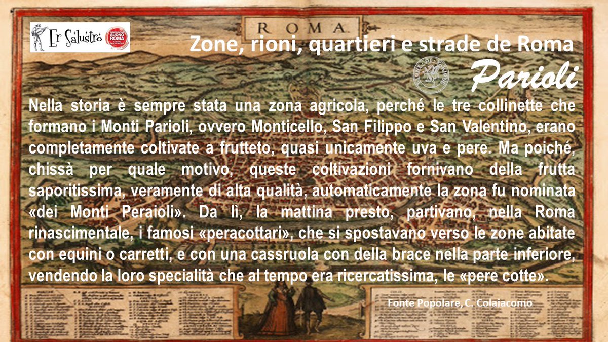 Come cambieno, le cose, cor tempo, e ner dialetto... vajelo a ddi' mmò che abbitanno a li Parioli nun zo' artro che li discennenti de li peracottari...

#parioli #peraioli #roma #dialetto #vernacoliere #romanità #romanesco #quartieridiroma #salustro #ersalustro