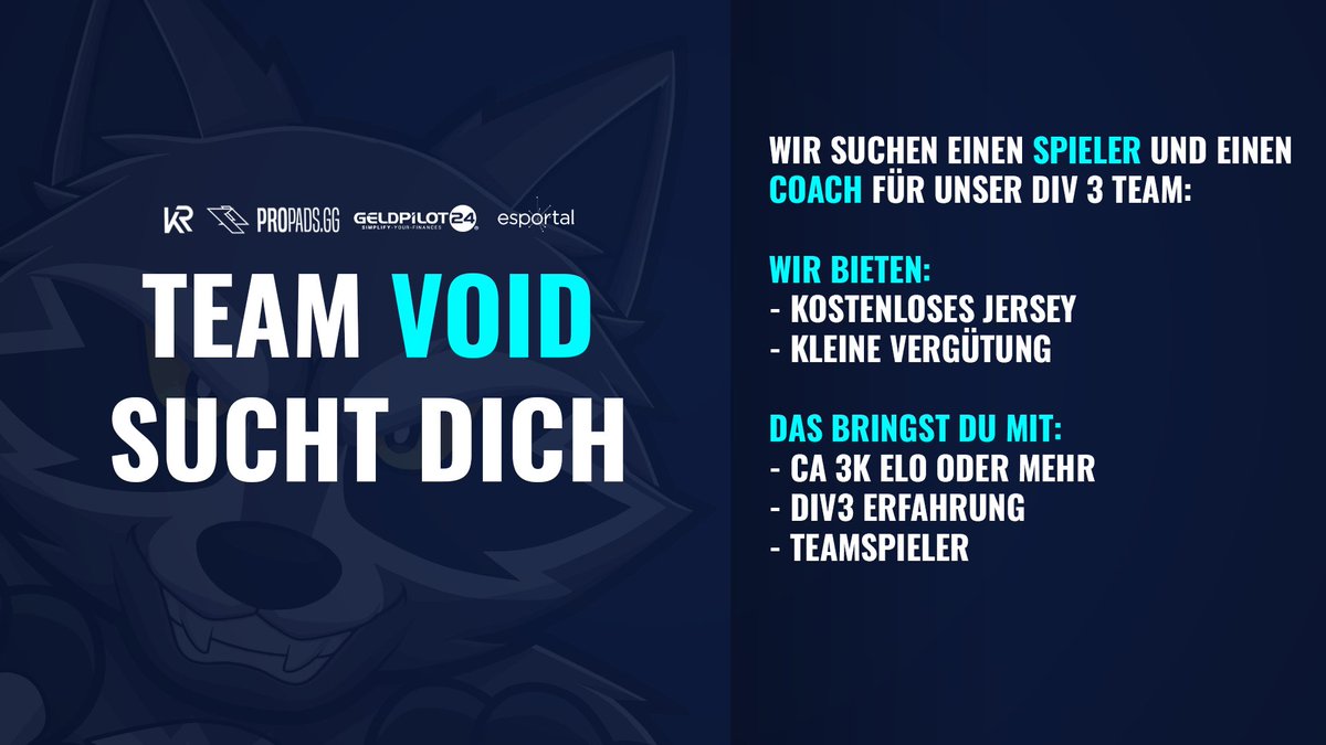 Unser Team VOID sucht Verstärkung für die nächste DIV3 Season! 

Bei Interesse und für weitere Informationen direkt via Steam an <a href="/Sxftware/">Sxftware</a> wenden.

steamcommunity.com/profiles/76561…

#csgo #LFTCS #LFPCS