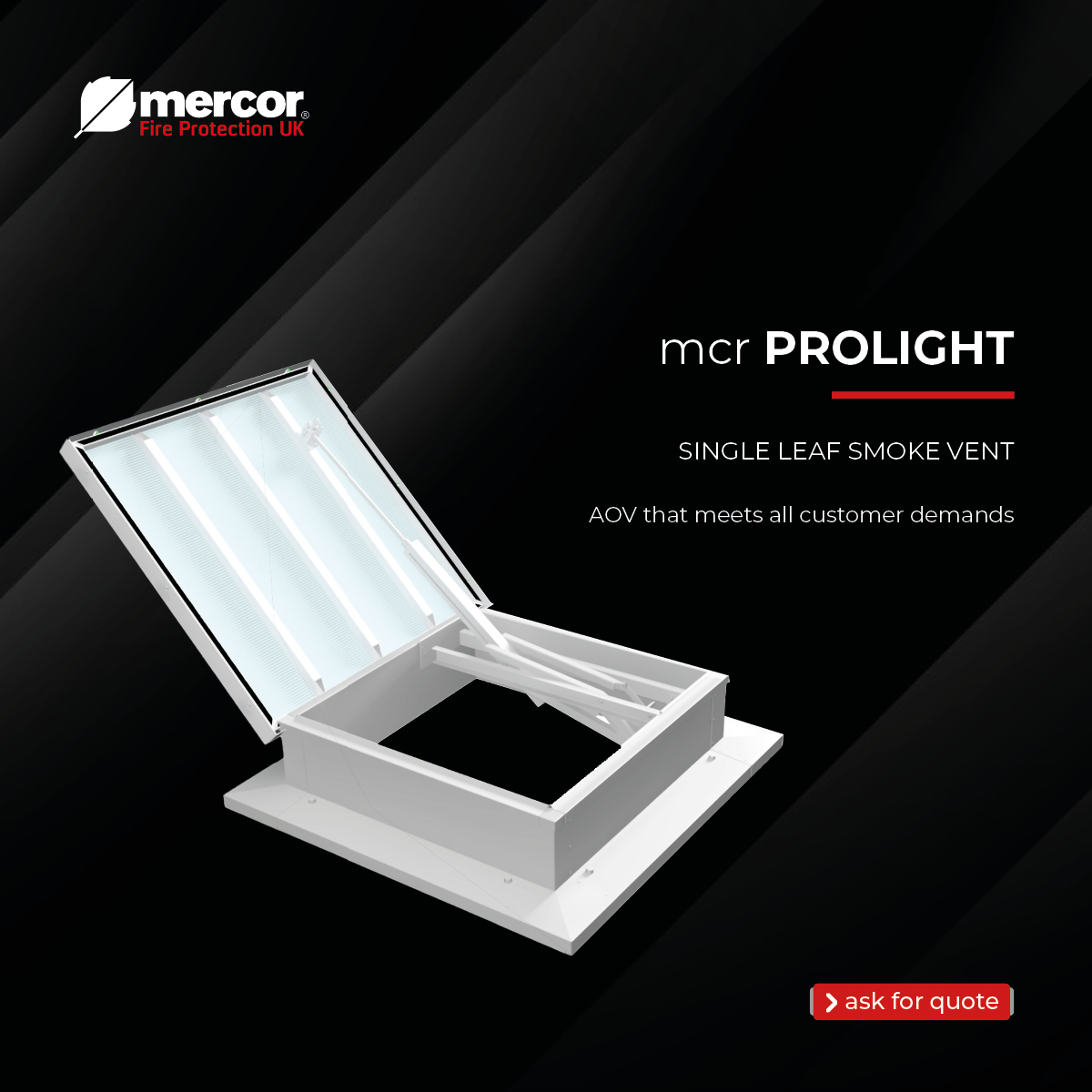 We’re proud to stock a fantastic range of products from key suppliers, Mercor Fire Protection UK Limited, including mcr PROLIGHT single leaf smoke vents. For further details, please contact the team at your local Markovitz.

➡️ Visit markovitz.co.uk for more details.