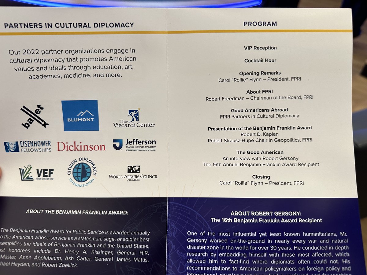 BlumontDev's tweet photo. This week, our CEO @JonNashDC joined the @FPRI community in recognizing the importance of cultural diplomacy and celebrating how smart policies and international development make a positive difference in the world. https://t.co/YP0rPO4053