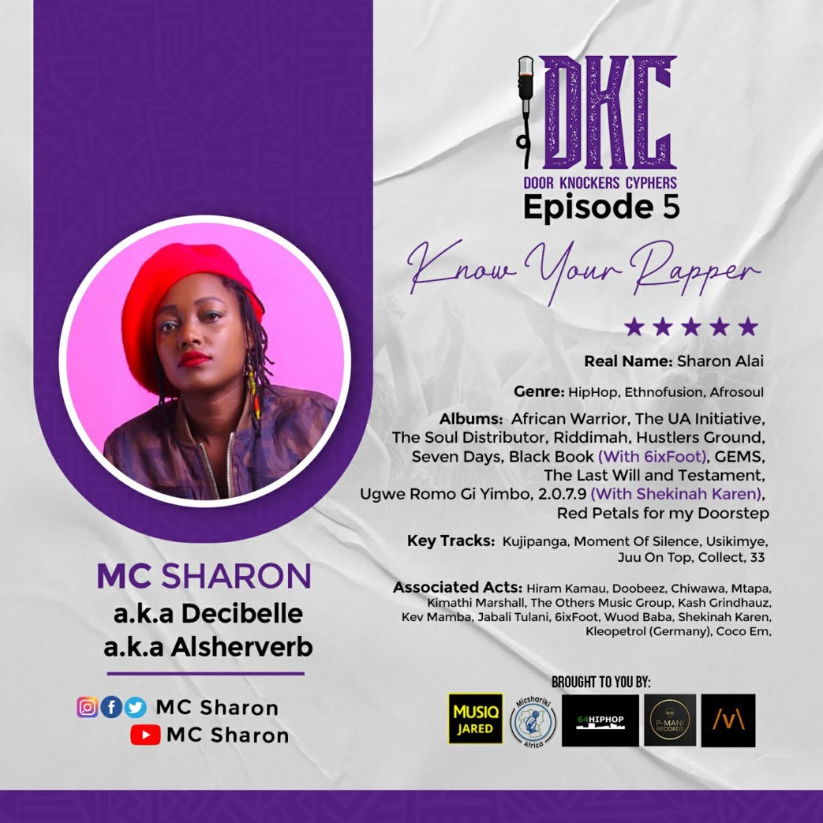 MkoKeNya's tweet photo. DOOR KNOCKERS CYPHER

EPISODE 5! 

KNOW YOUR RAPPER: @MCShazDecibelle

Representing NAIROBI 🇰🇪

DROPPING SOON! 

In case you missed Door Knockers Cypher Episode 4. Check it out: 

https://t.co/R2xKXUcFg5 

MC Sharon: “The Last Will And Testament” - https://t.co/tJrPcNyKyp https://t.co/0dDJY75OYh