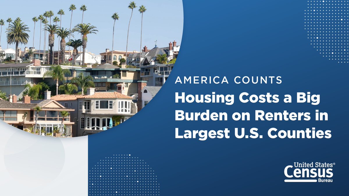Renters were more likely than homeowners to spend more than 30% of their income on #housing in almost all U.S. counties, according to new #AmericanCommunitySurvey data.

Learn more about the housing cost burden on #AmericaCounts: census.gov/library/storie…

#ACSdata