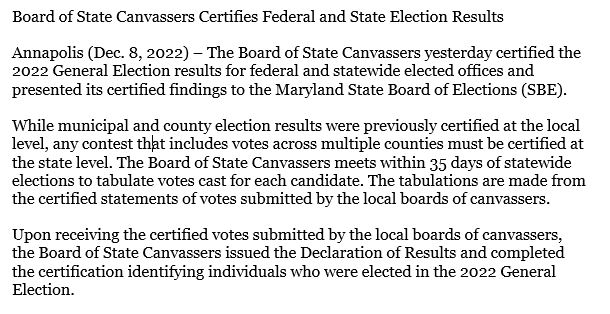 BaltCoElections's tweet photo. To view the Election results from the 2022 Gubernatorial General Election, visit the Maryland State Board of Elections https://t.co/Lu3s5rFHTT
#BaltimoreCountyStrong
#BaltimoreCountyVOTED
#MDvotes
#MarylandAlways ❤️ https://t.co/XhxCjlfw2t