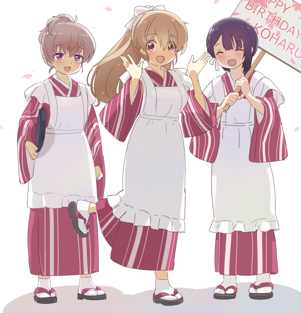 multiple girls 2girls school uniform glasses holding hands closed eyes hat  illustration images
