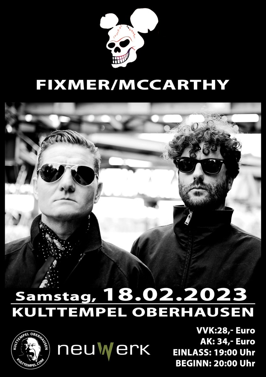 FIXMER / MCCARTHY LIVE 2023 in Germany | Oberhausen | Kulttempel on February 18th, 2023. Get your ticket here:
deinetickets.de/shop/kto/de/st…