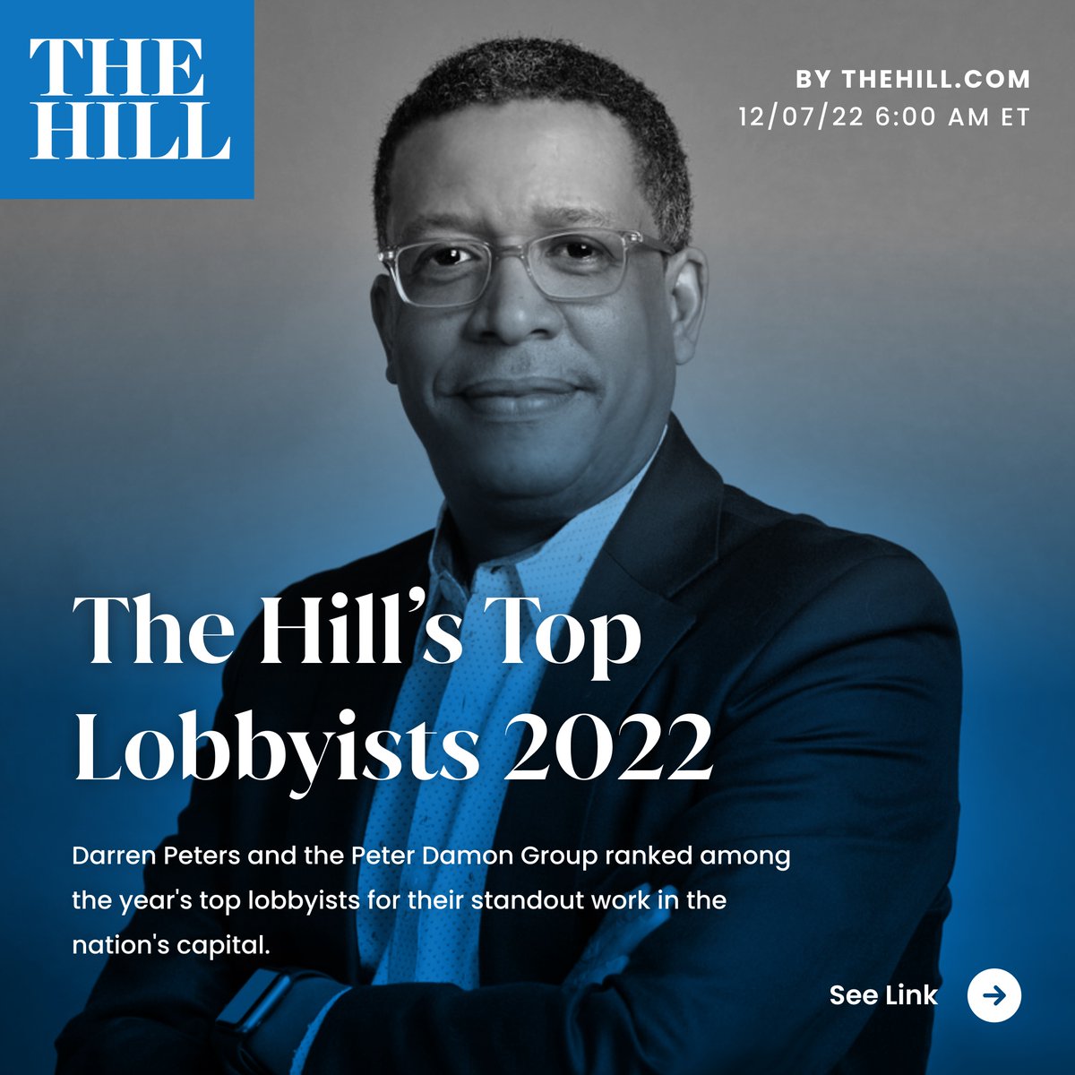PeterDamonGroup's tweet photo. Congratulations to Darren Peters &amp; the Peter Damon Group for making The Hill’s Top Lobbyists list for 2nd year in a row!  This recognition highlights the difference the team is making in halls of Congress on behalf of clients. Keep it moving forward, PDG!

https://t.co/q1ooSwAjiQ https://t.co/I3N7qYWRuQ
