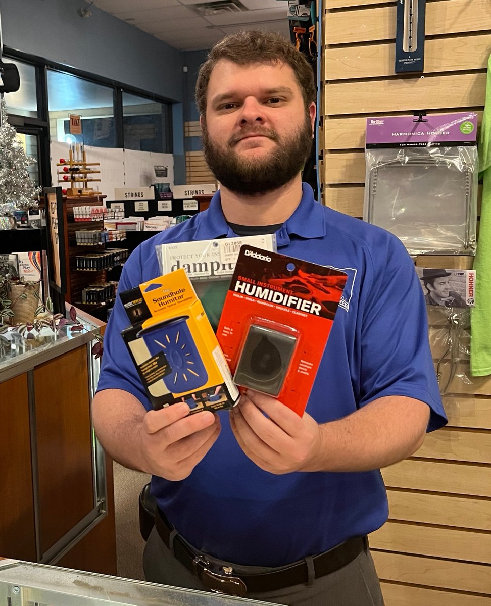The cold weather is here! Protect your instrument by picking up an affordable and easy-to-use humidifier to help prevent cracking and warping. Our knowledgeable staff, like Mike, can help you pick out which one will work best for your needs!