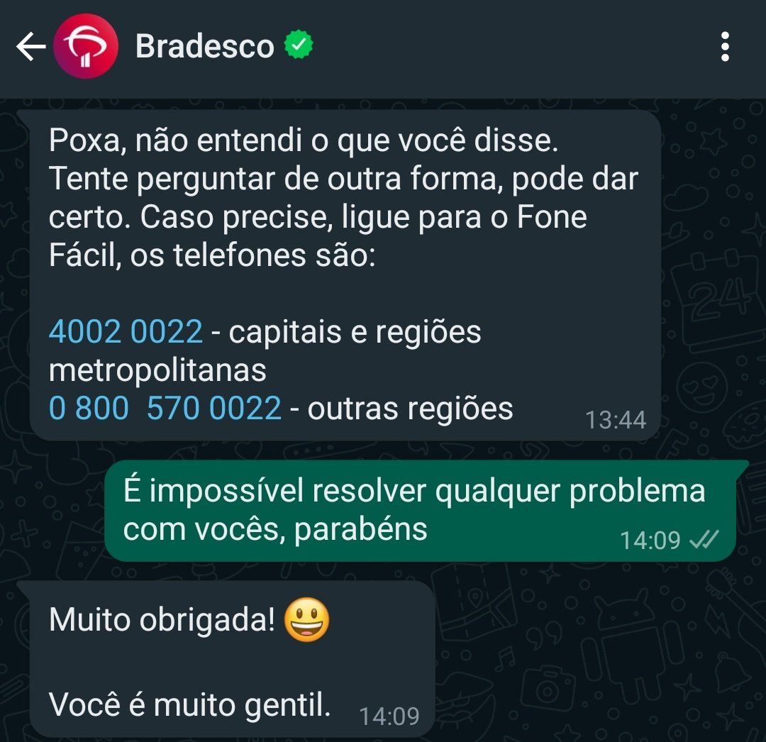 pedrokaram11's tweet photo. A inteligência artificial do bradesco pode até ser burra  mas pelo menos é educada... https://t.co/qPSzJEubWI