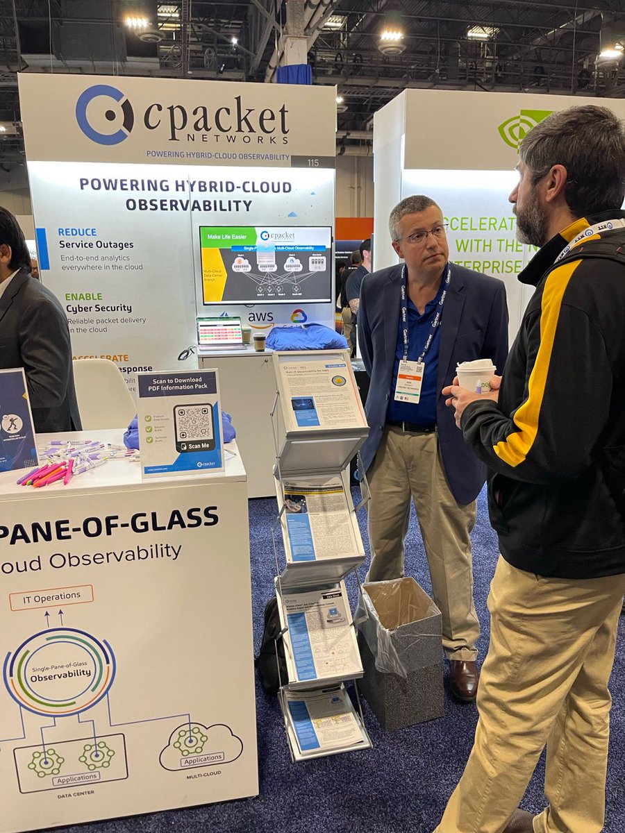 cPacket's tweet image. Day one at #Gartner #IOCS at #cPacket booth.